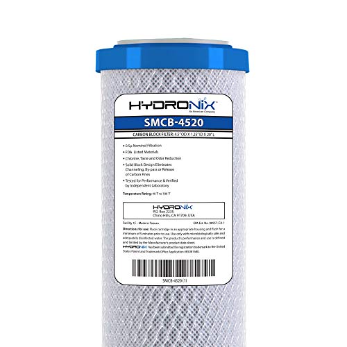 Hydronix SMCB-4520 NSF Coconut Carbon Block Cyst Water Filter, 4.5" x 20" - 0.5 Micron