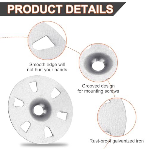 HARFINGTON 500pcs Foam Board Fasteners Washers 1-3/8 Inch Galvanized Steel Wall Washer for Fixing Fastening Installation Foam Board Panels 500