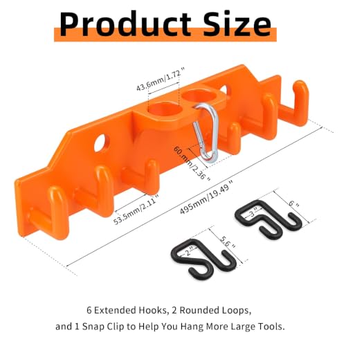 Lineman Tool Board, Line Work Tools Organizer, including 2PCS 3" and 2 PCS 4" Aerial Bucket Hooks, Truck Hook Bucket Organizer, for Trucks Tool and Lineman. Orange