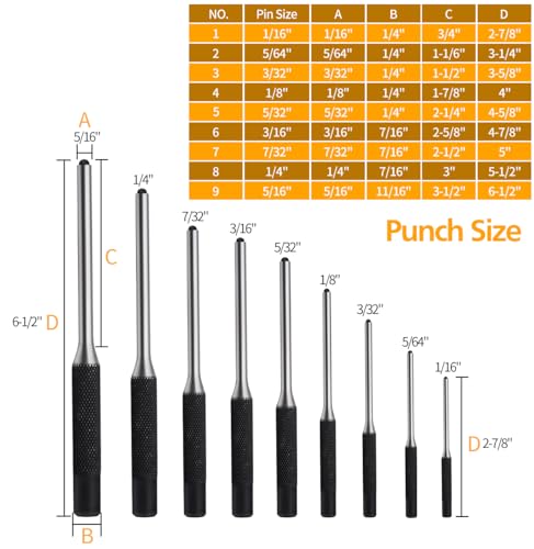 14pcs Pin Punch Set, including Universal Block, Pin Punches and Hammer (Pack of 2) Pin Punches + Block (Pack of 2)