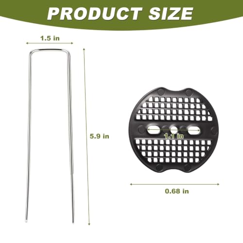 U Shaped Garden Staples Kit 3mm x 15cm Compatible with Landscape Fabric Weed Barrier Artificial Turf Fence Ground Cover 200 Pack