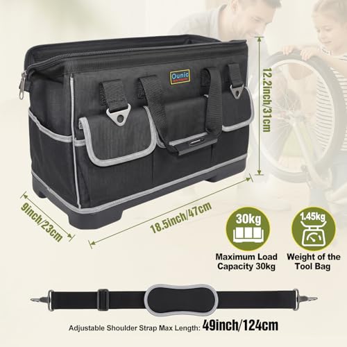 18 Inch Heavy Duty Tool Bag, 16-Pocket Tool Box Organizer, Black 18 Inch
