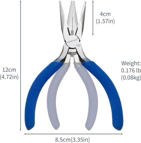 KAIHAOWIN 5" Mini Needle Nose Pliers - 10 Pack, Small Precision Pliers Set for Jewelry Making & Crafts, Spring Loaded Long Nose Pliers with Wire Cutter, Rustless High Carbon Steel for Bulk Projects