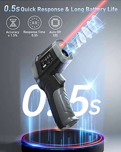 Eventek [3 in 1] Infrared Thermometer, -50°C ~ 600°C Temperature Meter with 304 Meat Thermometer & Bag, Laser Thermometer IR Non-Contact Digital Pyrometer Gift for Kitchen Barbecue Industry