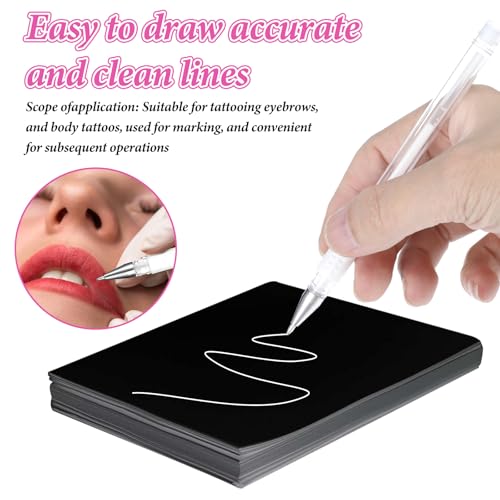 Pack of 4 Skin Markers with 8 Refills, Microblading Pen Eyebrow (White) | Makeup Tattoo Pen Eyebrow Lip Body Art White