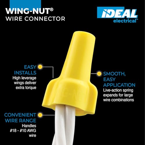 Ideal Electrical Wing-Nut® (30-651J) Wire Connector, Model 451® Yellow, 500/Jar