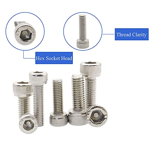 560 Pieces M3 M4 M5 M6 304 Stainless Steel Hex Socket Head Cap Bolts Screws Nuts Washers Assortment Kit with Hex Wrenches