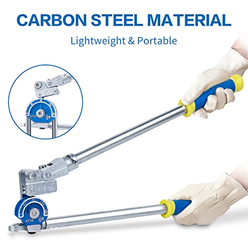 Pipe Bender 3/8" Heavy Duty Tubing Bender Tube Bender Roller 180° HVAC Copper Tool For Copper Pipe, Aluminum Pipe, Iron Pipe, Stainless Steel Pipe 3/8" Silver+blue