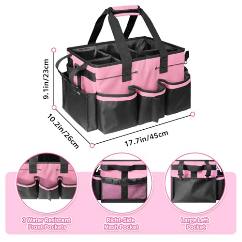 Large Cleaning Caddy Bag-Wearable, Waterproof, Heavy, Duty Pink