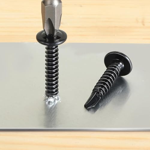 Black Self Tapping Screws Assortment Kit 463PCS, Modified Truss Head Sheet Metal Screws #8#10 1/2",5/8",3/4",1",1-1/4",1-1/2" Stainless Steel 410 Self Drilling Screw for Metal Wood Plastic #8#10 463PCS Black