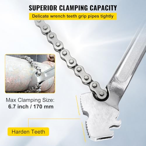 VEVOR 24 Inch Pipe Chain Wrench Heavy Duty 6.7 Inch Chain Wrench 24" Chain Wrench