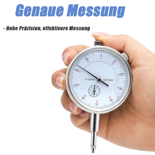 Mesee Precision Dial Gauge 0-10mm Mechanical Dial Gauge High Precision Dial | Industrial Dial Indicators, Micrometer Dial Gauge Probe Display Dial Accuracy 0.01mm Dial Test Indicator