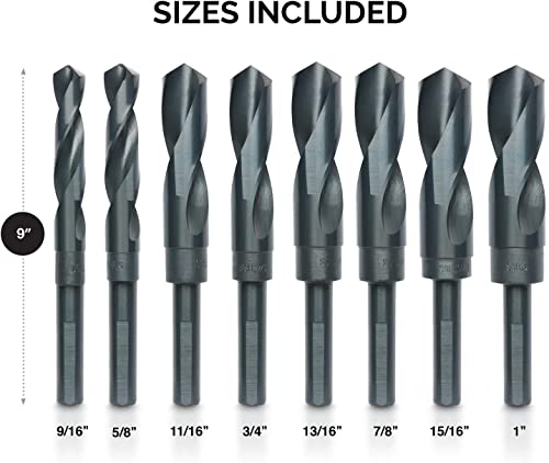 Hiltex 10005 HSS Silver and Deming Industrial Drill Bit Set (8 Pieces), 1/2" (1) 1/2 in