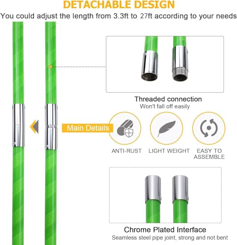 27 Feet Tree Pole Pruner Manual Branches Trimmer Tree Branch Garden Tools Loppers Hand Pole Saws Extendable Height Adustable System for Sawing and Shearing 27FT