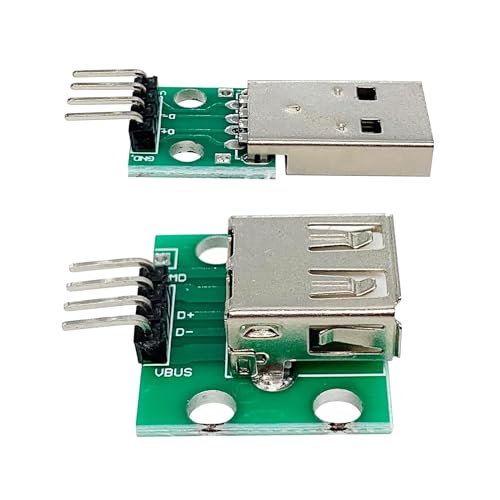 Penglin 5pcs USB 2.0 Male and 5pcs Female to DIP Adapter | 2.54 mm pitch, USB 2.0 type A male and female to DIP converter breakout board with 4 pins