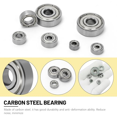72PCS 693ZZ 623ZZ 624ZZ 685ZZ 687ZZ 627ZZ Ball Bearings Assortment Kit, High Carbon Steel Deep Groove Bearings, Double Shielded Bearings for Machinery Hardware Equipment, Casters Set 72