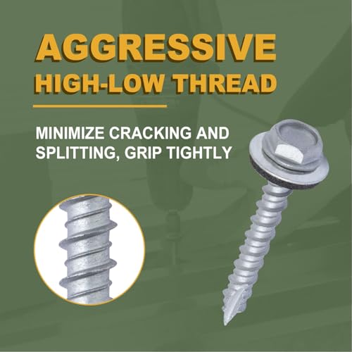 LIONMAX Metal Roofing Screws #10 x 1 inch 300PCS and Concrete Screws 150PCS with Drill Bits
