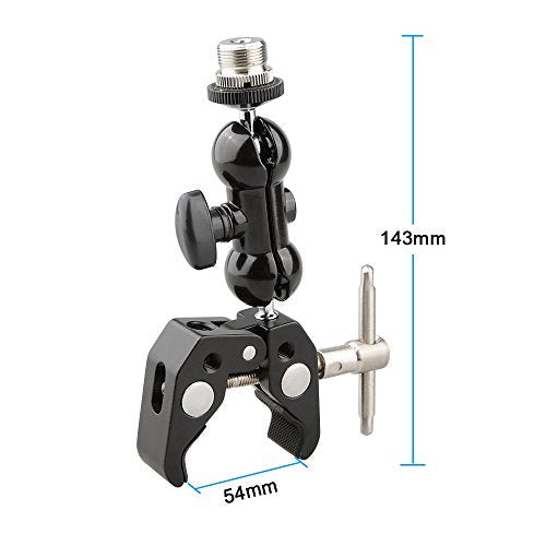 CAMVATE 1/4"-20 Stainless Steel Screw Pack + Crab clamp + 360 Degree Swivel 1/4"-20 Mini Ball Head