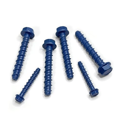 3/8 x 3 Heavy-Duty Hex Head Concrete Anchors, 15 PCS, Corrosion Resistant Blue Climaseal Coating, Outdoor Rated Use, Concrete Block and Masonry Brick Screws 3/8 x 3"
