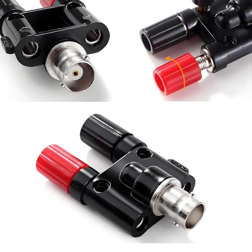 BNC Female to 2 x 4 mm Dual Banana Socket, RF Coaxial Splitter Double Connector Jack, BNC Male to Dual Banana Jack, Binding Post Coaxial Adapter for Oscilloscope Cable Pack of 2 BNC socket