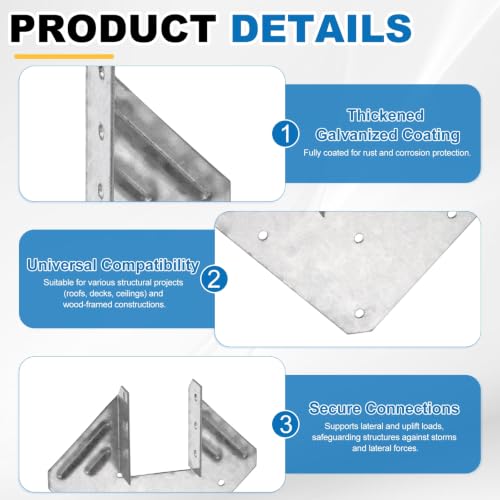 uxcell 10 Pcs Joist Hanger, 2"x6" Galvanized Steel Double Shear Face Mount Joist Hanger Brackets for Rafter, Wood Construction, Connector for Roof, Deck, Ceiling Joists, 1.65" Inner Width