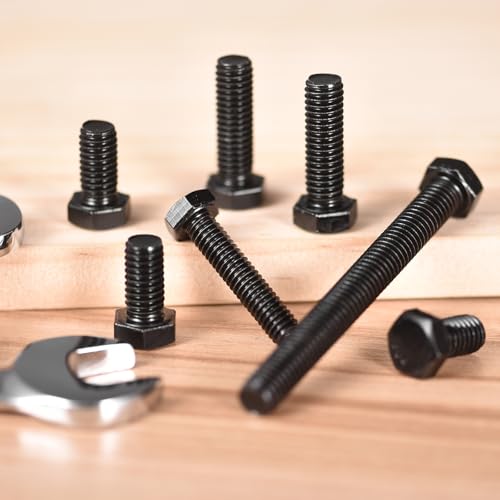 uxcell 20Pcs 1/2-13 x 1-1/4" Hex Head Bolts, 304 Stainless Steel Fully Threaded Hex Head Screw, Black Oxide Finish, Hex Bolts for Construction, Machinery Manufacturing, Black 1/2-13 x 1-1/4" 20