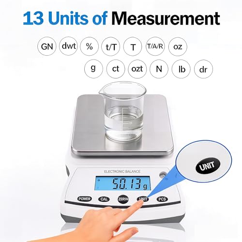 Lab Analytical Balance Scale 5000g x 0.01g High Precision Laboratory Analytical Scale – Lab Jewelry Scientific Use silver-gray