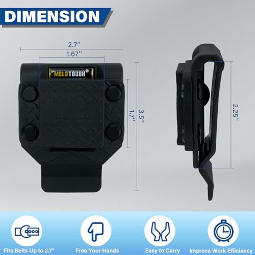 MELOTOUGH Drill Belt Clip,Drill Holder for Tool Belt,Magnetic Tool Holder Strong Magnetic Belt Clip - Fits Up to 2.7" Belt (Red & Black)