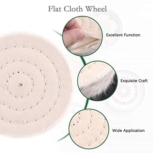 Keadic 20 Pcs Buffing Pad Polishing Wheels Kits with 3pcs Rouge Compound, Cone/Column/Mushroom/T-Shaped Wheel Grinding Head with 1/4" Handle, for Manifold, Aluminum