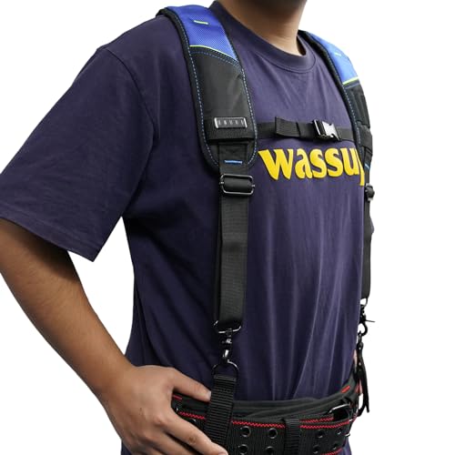 KUNN Pro Tool Belt Suspenders Padded & Small Tool Pouch with Belt Clip