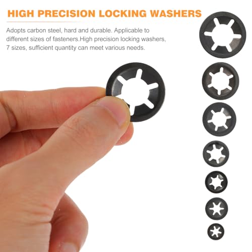 210 Pcs Internal Tooth Locking Washers Carbon Steel Bearing Clamping Rings Quick Lock Washers for Industrial Machinery Automotive Use with Corrosion Resistance 1