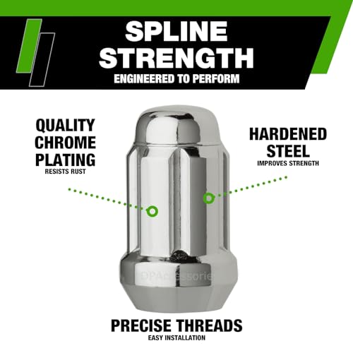 DPAccessories Lug Nuts Compatible with 1994-2004 Chevrolet S10 | Chrome Spline Style | Aftermarket Aluminum Wheels Only | Set of 20 Wheel Nuts & 1 Tool | DCHS1002A-CH/1 1994-2004 Aftermarket Wheels