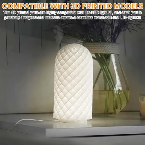 Pack of 5 3D Printer LED Lamps, Printer Light Kit, Three-Colour Continuous Dimming with 5 USB Adapters, DIY Prints Model Replacement Parts for A1/A1mini/P1S/P1P/X1C for Night Light and Decoration