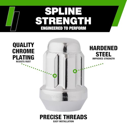 DPAccessories Lug Nuts Compatible with 2010-2016 Buick Lacrosse | Chrome Spline Style | Aftermarket Aluminum Wheels Only | Set of 20 Wheel Nuts & 1 Tool | DBULAC02A-CH/1 2010-2016 Aftermarket Wheels