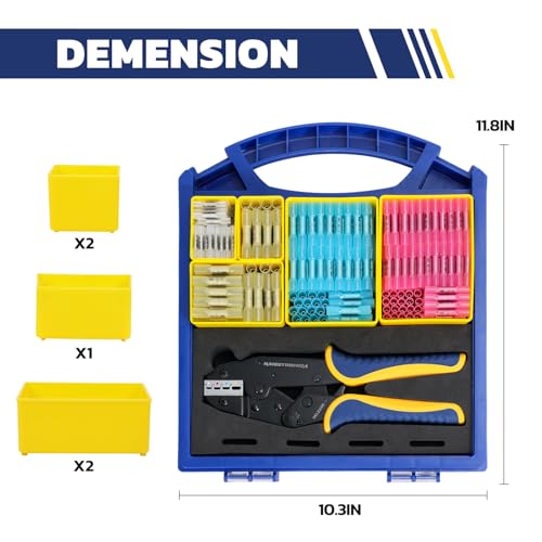 haisstronica 340PCS Heat Shrink Butt Connectors Set, 9" Wire Crimper 340 PCS