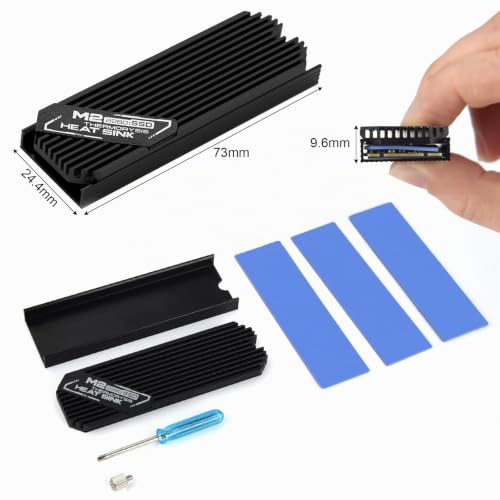 ASTARON M.2 SSD Heatsink 2280, Thin Cooler with Nano Thermal Pads (0.5-1mm), NVME M2 Thermal Pad, Double Sided Heatsink for PC/PS5/Gaming Laptops (Black) black