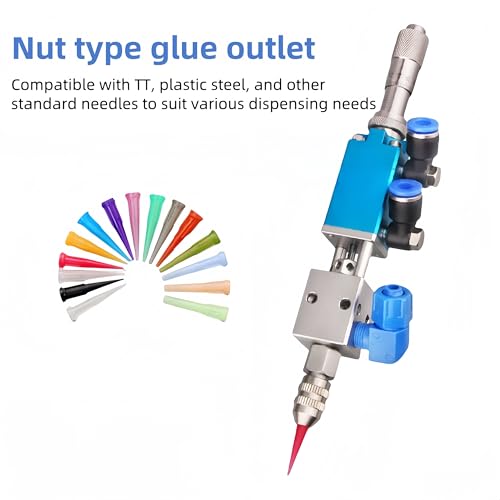 KZU Precision Thimble Dispensing Valve, Glue Dispenser Valve with Micrometer and 304 Stainless Steel Cartridge for UV Glue White Glue Lubricant Grease Ink, Adjustable Glue Output