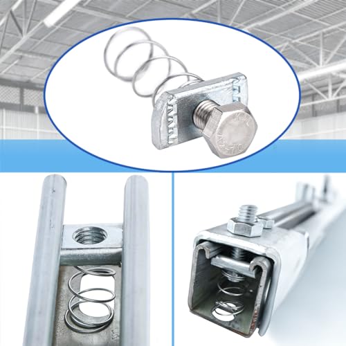 30 PCS Spring Strut Channel Nuts and Bolt Kit, M10 Iron Plain Channel Nuts with Long Spring & Hex Bolts, Zinc Electroplate Finish, Heavy Duty Fastener for 1-5/8" Strut Channels