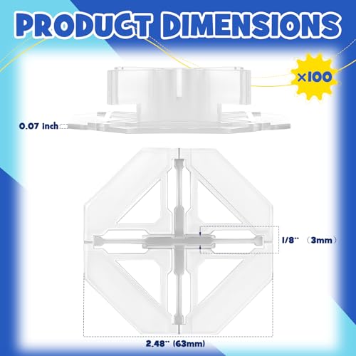 Thyle 100Pcs 1/8"(3mm) Outdoor Spacers for Tile and Paver Cross Tile Spacer