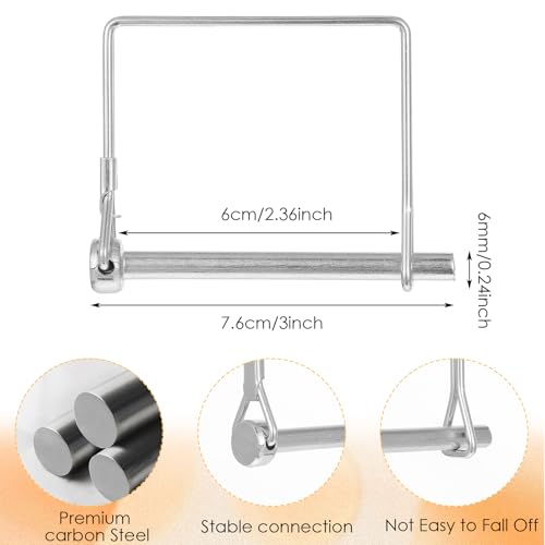40 Pcs Square Coupler Pin 1/4 Inch Safety Shaft Locking Pin Wire Trailer Pin Carbon Steel Trailer Hitch for Farm Lawn Garden PTO Garden