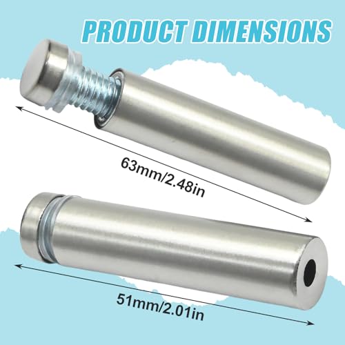 1/2 x 2 Inch Standoff Screws, Stainless Steel 45mm Extra Long Mounting Glass Hardware Advertising Wall Standoff Sign Holders Screws for Hanging Acrylic Picture Frame (120 Pack) 120 Pack