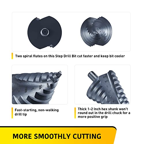 Anfrere 12 Sizes Step Drill Bit 1pc M2 Larger Bit (Black)