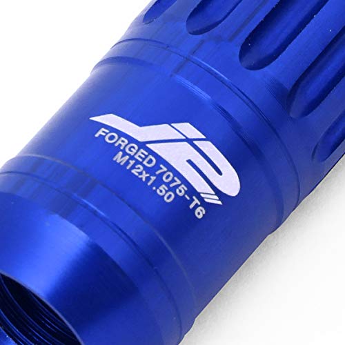 DNA MOTORING LN-T7-012-15-BL Blue J2 Engineering 7075 Aluminum M12X1.5 16Pcs L: 80mm Spiky Cap Lug Nut w/4Pcs Lock+Key