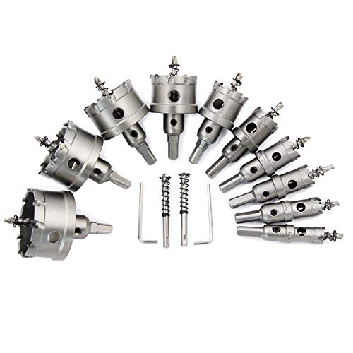 TCT Hole Saw Kit, Carbide Stainless Steel Hole Saw, Electric Metal Drill Saw, Tungsten Alloy Hole Cutter, 14pcs