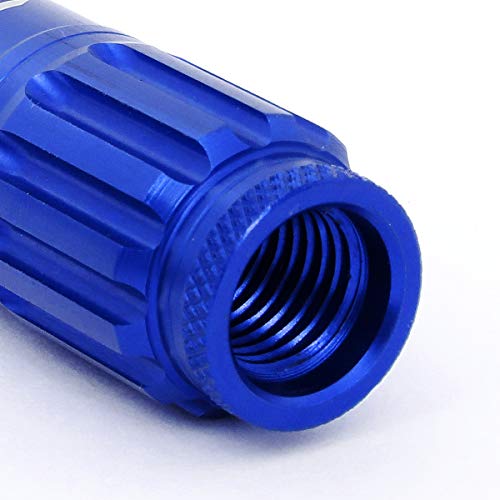 DNA MOTORING LN-T7-012-15-BL Blue J2 Engineering 7075 Aluminum M12X1.5 16Pcs L: 80mm Spiky Cap Lug Nut w/4Pcs Lock+Key