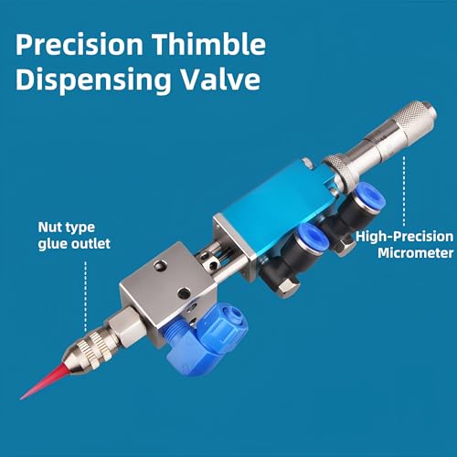 KZU Precision Thimble Dispensing Valve, Glue Dispenser Valve with Micrometer and 304 Stainless Steel Cartridge for UV Glue White Glue Lubricant Grease Ink, Adjustable Glue Output