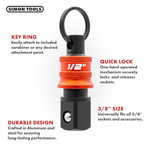 Simon tools 1/2" Socket Holder Bundle | 3-Piece Keychain Organizer + Mount for Impact Wrench