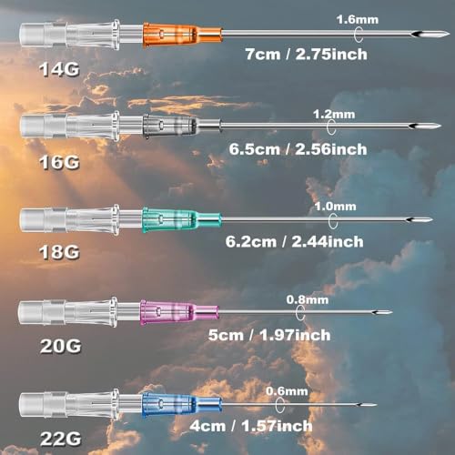 s Piercing Needles 16 g, 50 Pieces Ear Nose Piercing Needles IV Catheter Needles Ear Nose Piercing Needle (16G) 16g