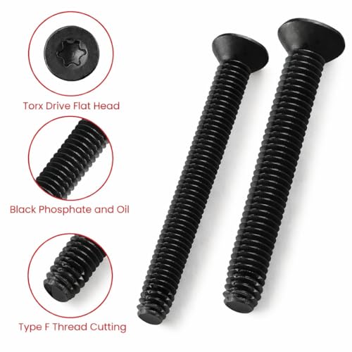 Trailer Flooring Screws, 1/4"-20 x 2, Torx Drive, Flat Head, Self-Tapping Thread-Cutting, Phosphate-Coated Steel 100