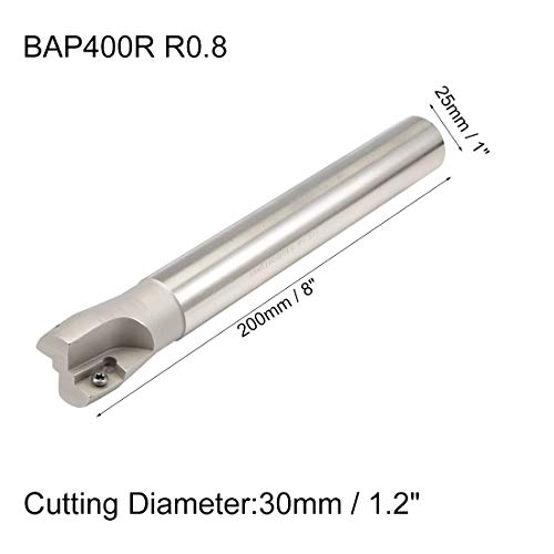 uxcell Indexable End Mill 1" x 8" 2 Flute 90 Degree BAP400R R0.8